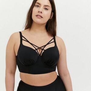 Torrid Black Lattice Push-Up Underwire Balconette Bikini Top size 0C/D